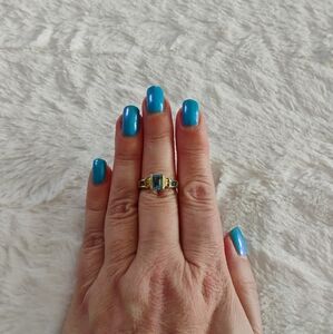 10k Gold Blue Topaz And Diamond Ring